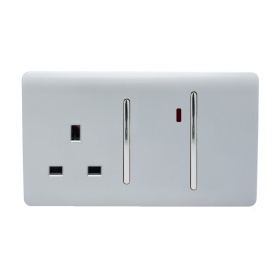 ART-WHS213SI  45A Double Pole Switch With Socket & Neon Silver